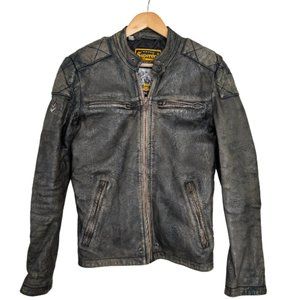 Superdry Men's Fitted Moto Leather Jacket Medium